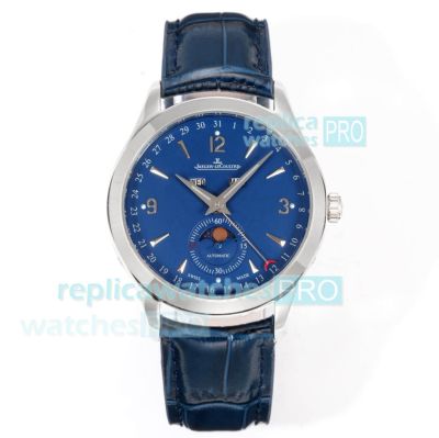 Swiss Clone Jaeger-LeCoultre Master Ultra-Thin Calendar Blue Face Watch 39mm 